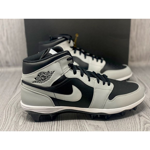 Nike Air Jordan 1 Mid TD Shadow 2.0 Football Cleat FJ6805-002 Black Grey Size 14